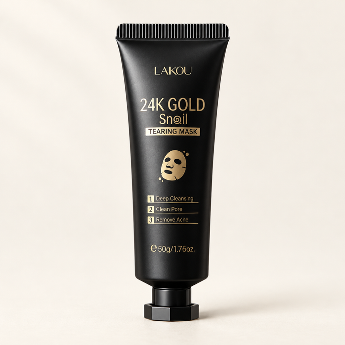 Presentación editorial de laikou mascarilla peel off oro 24k